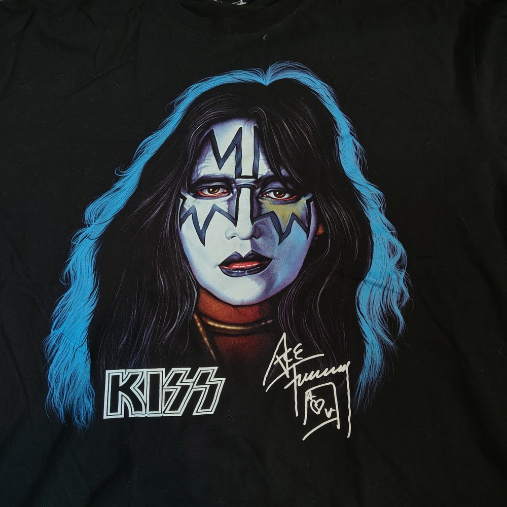 Vtg KISS Ace Frehley Single Stitch Graphic T-Shirt Mens Black Short Sleeve 2XL